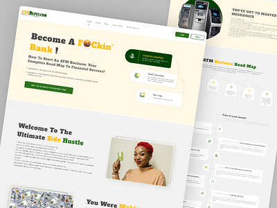 ATM Depot Landing Page atm atm depot depot design friendly graphic design green landing landing page line lines modern rounded ui user friendly ux yellow