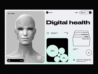 Digital Health website concept ai android digital future health modern robot