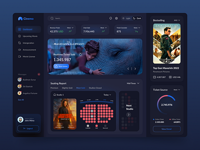 Cinemo Dashboard 3d branding graphic design logo ui