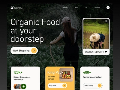 Earthy - Organic Farming Website animation app branding design figma graphic design illustration logo organic farming website photoshop typography ui ux vector web design website design