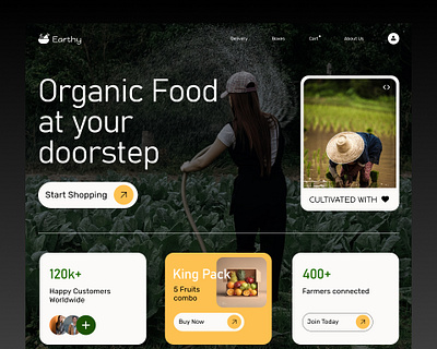 Earthy - Organic Farming Website animation app branding design figma graphic design illustration logo organic farming website photoshop typography ui ux vector web design website design