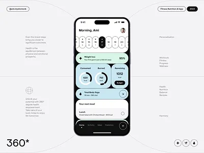 Fitness Nutrition AI App - Animated Concept activity ai ami lupasco animation app concept design fitness health mobile motion graphics nutrition product sport ui ux widgets workout