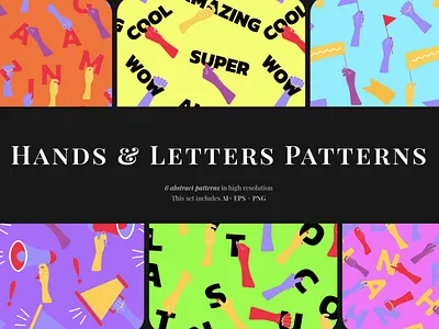 Hands & Letters Patterns branding design digital design graphic design hands letters ornament packaging design patterns poster design print design product design seamless pattern social media design textile design wallpaper design webdesign