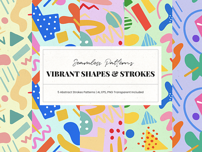 Vibrant Shapes & Strokes Patterns abstract branding design graphic design graphic design trends illustration industrial design packaging design patterns poster design print design product design seamless seamless pattern shapes social media design strokes textile design vibrant webdesign