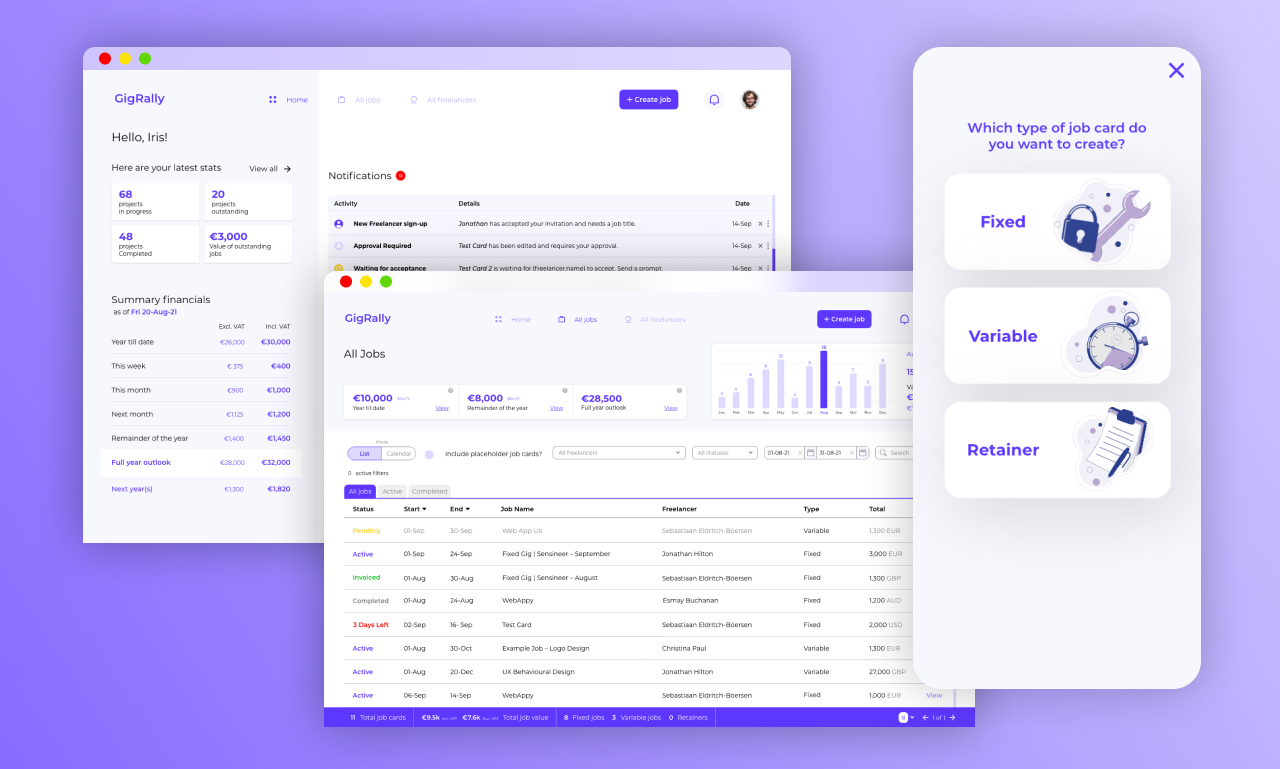 UX/GigRally UI Design adobe xd branding design desktop desktop saas desktop ui figma graphic design graphicdesign graphics identity design illustration logo mobile mobile ui saas ui ux vector