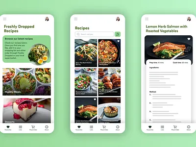 Freshly Dropped UI app appdesign appui appux branding design graphic design graphicdesign graphics identity design illustration logo mobile mobileui recipeapp recipes ui ux vector