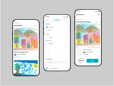 Moment - responsive design app nft marketplace responsive ui ux