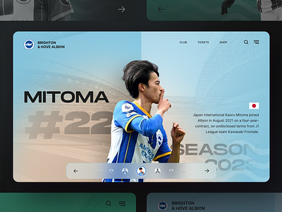 Kaoru Mitoma clean football web graphic design morden premier league simple sport trend ui ui design ux web web design