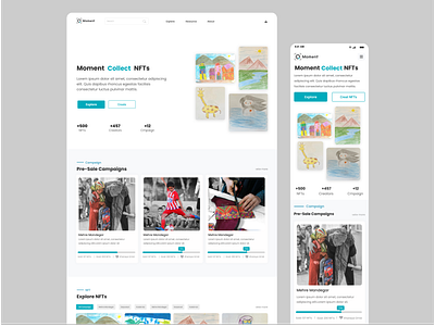 Moment - responsive design card explore homepage landing nft responsive ui ux