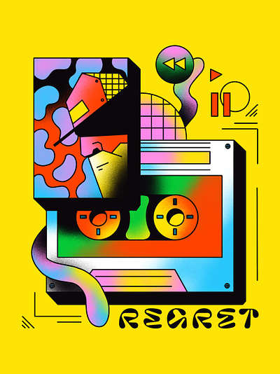 Regret feelings graphic design icon illustration line minimal mixtape poster retro simple