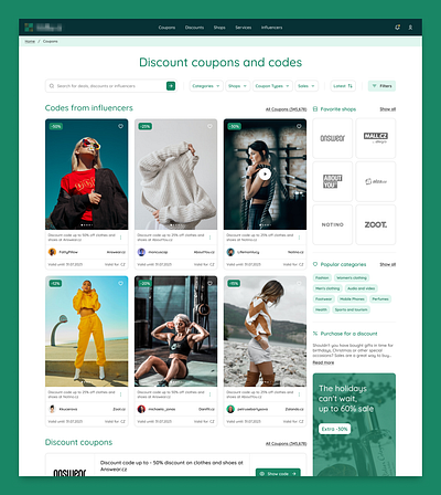 Discount Coupon Finder card design discounts graphic design sale shopping ui design ux design web design website design