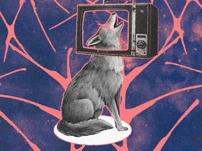 The Retro Space Wolf collage design graphic design illustration poster poster desing typography