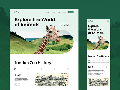 Zoo Website Design banner graphic design hero section landing page style timeline typography ui uiux design web design
