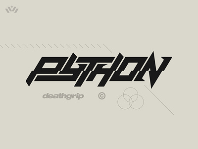 PYTHON Wordmark bold brand logo branding custom cyberpunk futuristic lettering letters logo logodesign python text text logo type typemark typography vanguard wordmark