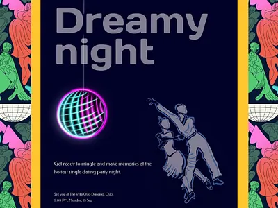 #DreamyNight branding disco graphic design illustration socialmediadesign vector