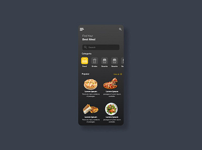 Search Page For Fast Food App In Dark Theme For Our New Project branding design designer fastfood graphic design restaurant search searchpage ui uiux ux