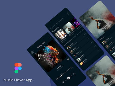 Music Player App Design app design beautiful app design dark theme app design home page design modern app design music app design music player app music player app design profile page design