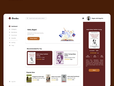 WEB DESIGN - UI DASBOARD BOOKS WEB branding dark mode dasboard interface desktop e commerce library apps library website minimal minimalist design mobile design resmponsive design study case typography ui uiux design ux web app web design website wireframe