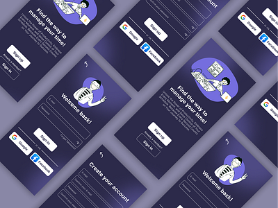 Sign in and Sign up page for a management time app ui