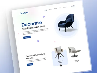 Furniture Website Design aesthetic buy clean creative design exploration furniture furniture store home page interior design ios landing page design mobile app modern furniture online store product design property ui ux visual design web design