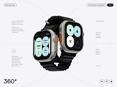 Fitness Nutrition AI App - Watch Concept activity ai ami lupasco app concept design fitness health nutrition product sport ui ux watch widgets workout