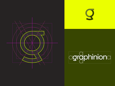 Graphinion typographic logo, "g" symbol branding graphic design logo monogram symbol typography