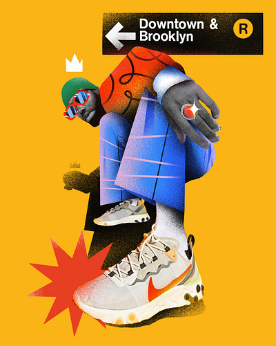 NYC artwork brand branding brooklyn collage collageart design fashion graphicdesign illustration new york nike nyc shoes