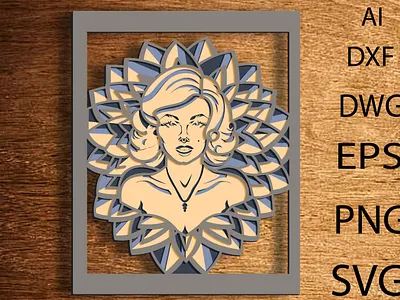 Women Dxf file 3D Mandala svg files/Multilayer Panel for CNC design graphic design illustration logo ui ux vector