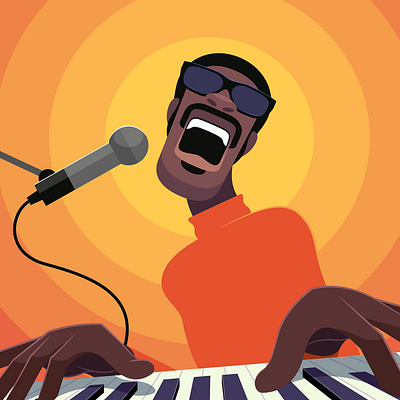 Stevie Wonder caricature character illustration music portrait vector