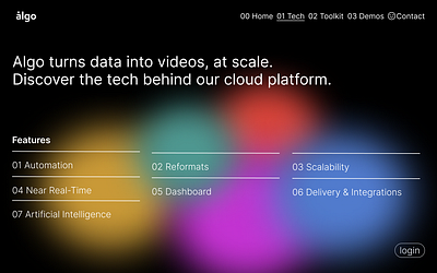 Redrawing the "01 Tech" page of the site Algo autolayouts components design ui ux