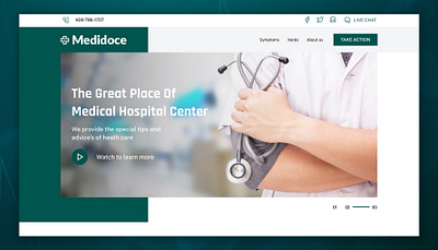 Health-Care: Doctor Landing Page UI Design. branding care doctor graphic design health health care landing page logo medical ui ui design