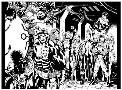 Inking Pencils by Ed McGuinness - Amazing X-Men #1 - Pages 17-18 clip studio paint comic comic art comic book comic inking illustration inking