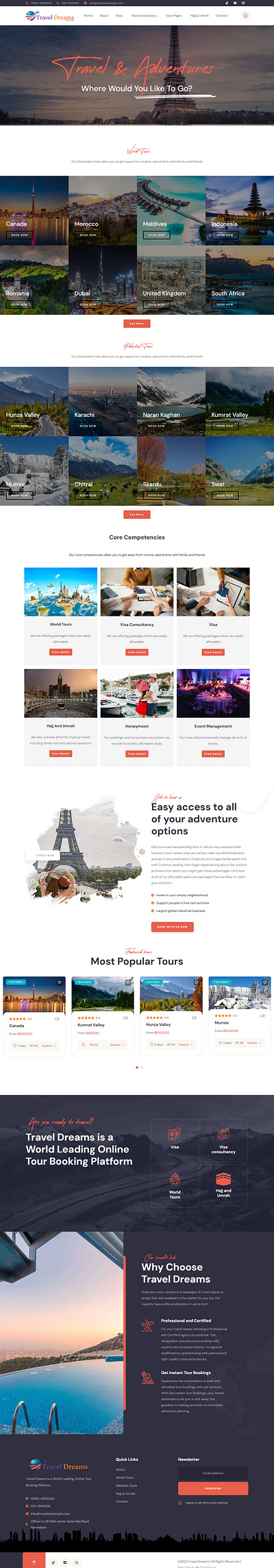 Theme Customization of Travel Dreams design developer website website development wordpress