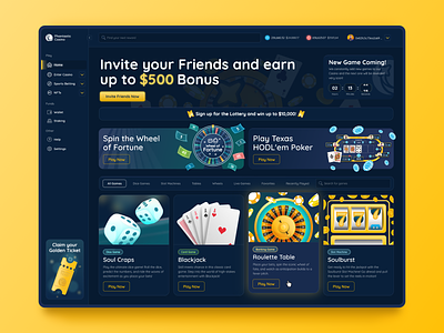 Dashboard - Phantasic Casino - Desktop UI Design blockchain branding casino graphic design ui ui design ux ux design web3