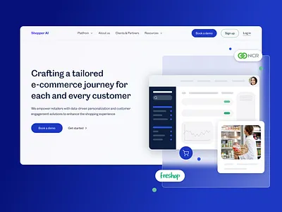 Website concept for AI-Driven Sales Strategy Portal blue branding case study clean cta design graphic design header hero interface landing page layout typography ui ui design ux web website website design