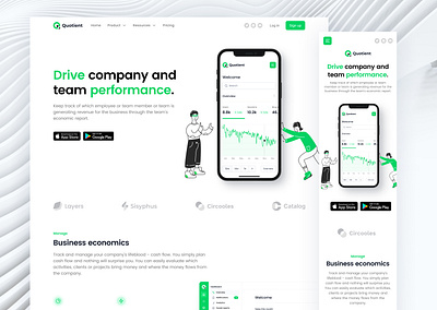 Drive Team performance Application app green interaction design ios landing page onepage site template theme ui user experience ux website