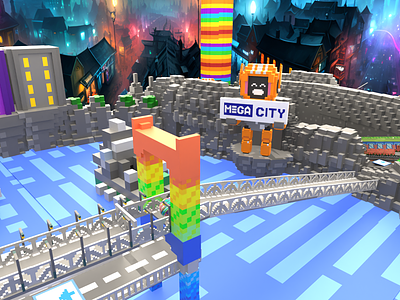 MEGA CITY 3d bridge building city games house lego megamod roblox robot train voxel voxel graphics voxelart