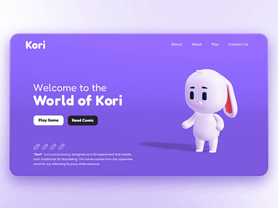 Kori: Landing Page 3d animation concept creative design illustration kavizo kori motion graphics spline spline3d ui ux