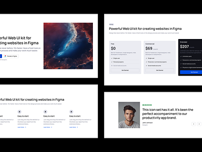 Universal UI Kit (Web) | Updated to v3.3 clean comment design design example design kit design system features figma gallery hero icon set icons minimalism notifications pricing section templates testimonial ui ui kit