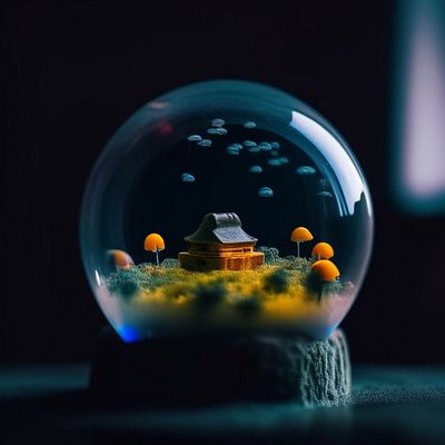 Sphere with underwater life & Mini-worlds 3d 3d render design render