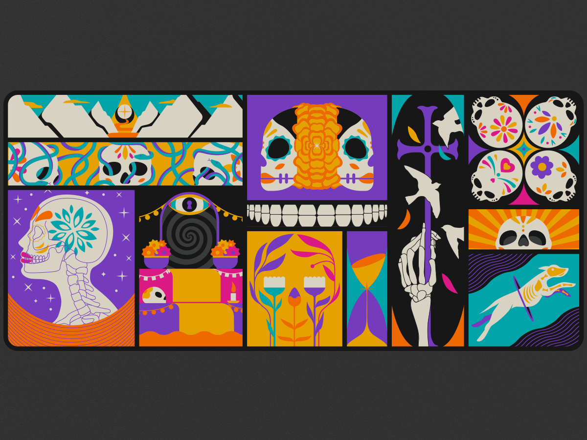 Mictlán Deskmat calavera coco day of the dead deskmat dia de muertos guadalajara illustration keycaps latin mexica mexican mexico