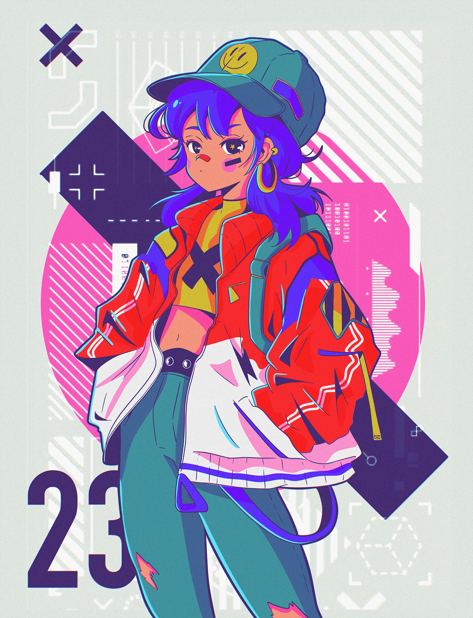 Star abstract anime design illustration ipad pro poster texture