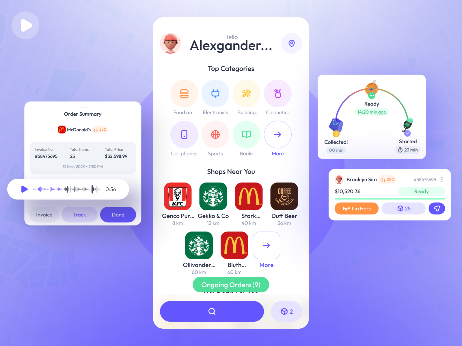 StopShop - Case Study case study delivery app delivery product design food delivery minimal order by voice stopshop uiux ux design voice command voice delivery voice order voice shopping