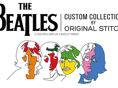 Beatles x Original Stitch logo lock up design color design illustration logo marketing music the beatles