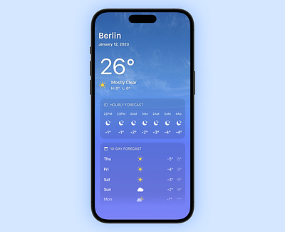 Weather App UI Prototype app application cloud ios rainy sunny temperature ui weather