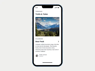 Outdoor Blog blog blog cards blog design card design outdoor outdoor app outdoor blog outdoor design outdoorsy trails ui