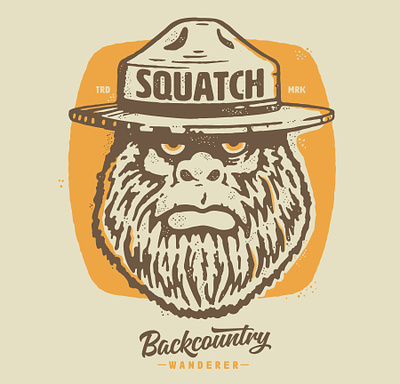 Squatch character design design illustration logo t shirt design vector