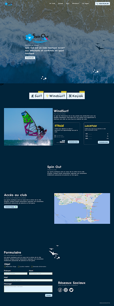 Spin Out - Refonte d'un site pour un club nautique figma graphic design uxui design