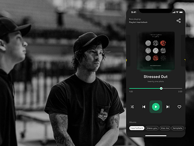 UI Challenge 90 days by Malewicz / the 2 day music mobile app app branding green mobile music twentyonepilots ui