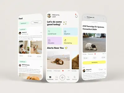 PawSee - Stray Animals Rescue App & Beyond 🐾 animal app beige branding cat colorful dog graphic design mint mobile app modern app pets ui uiux web design